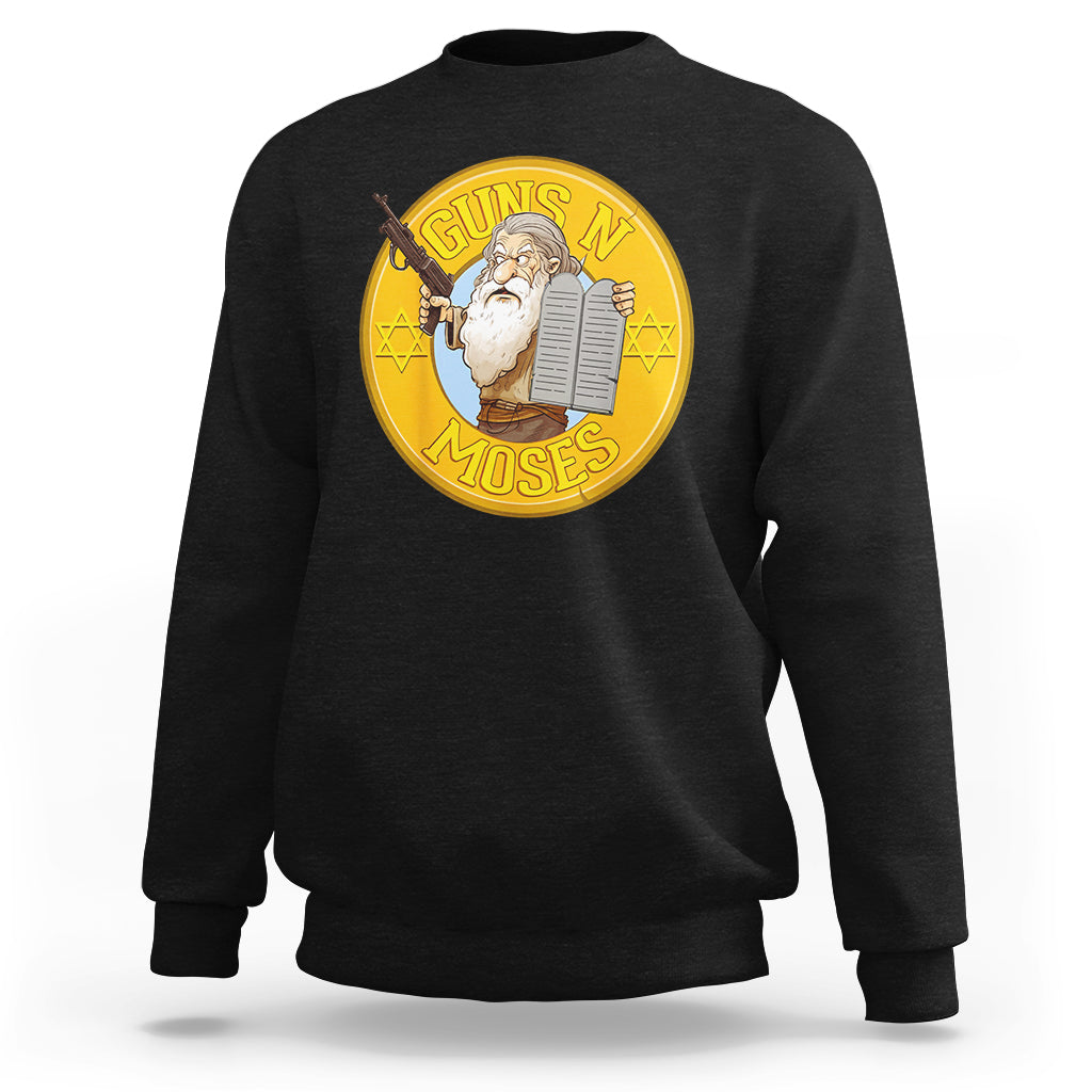 Funny Passover Guns N Moses Jewish Sweatshirt - Wonder Print Shop