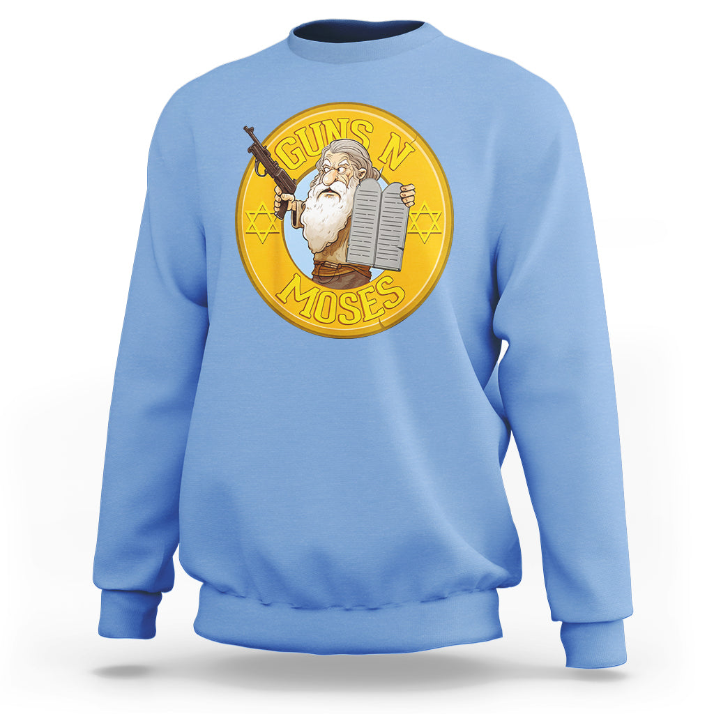 Funny Passover Guns N Moses Jewish Sweatshirt - Wonder Print Shop
