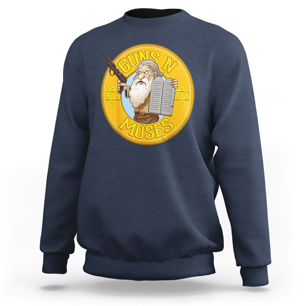 Funny Passover Guns N Moses Jewish Sweatshirt - Wonder Print Shop