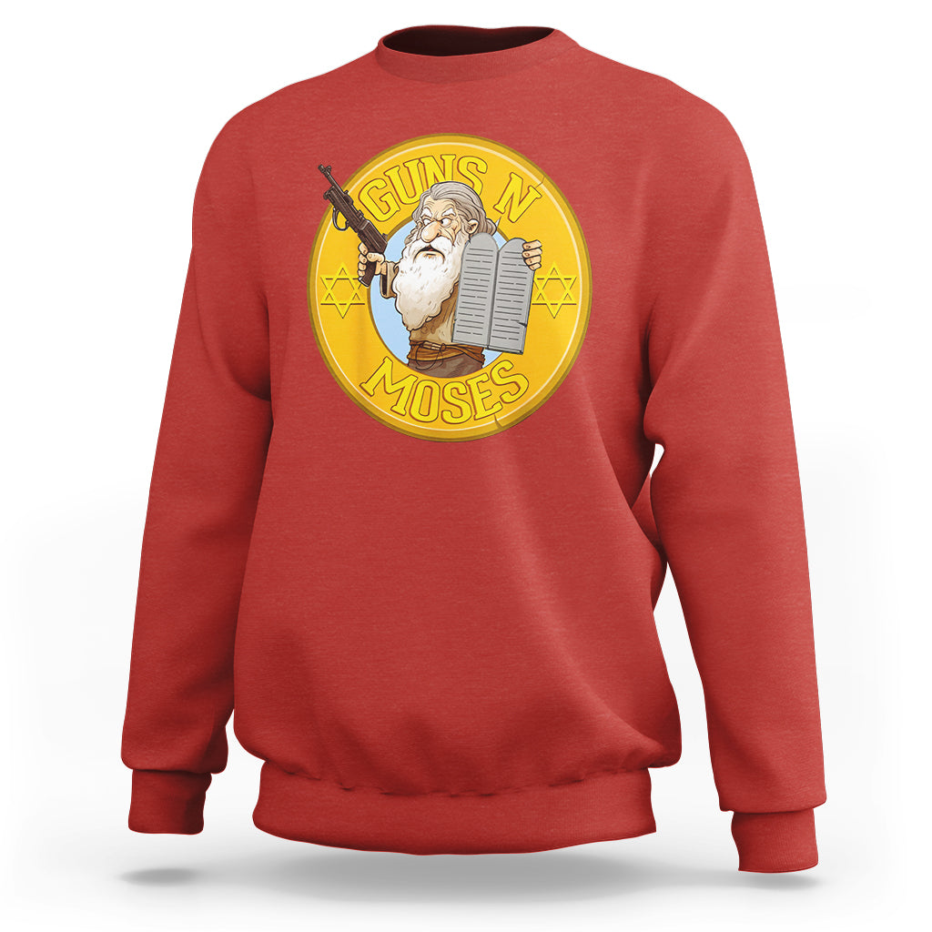 Funny Passover Guns N Moses Jewish Sweatshirt - Wonder Print Shop