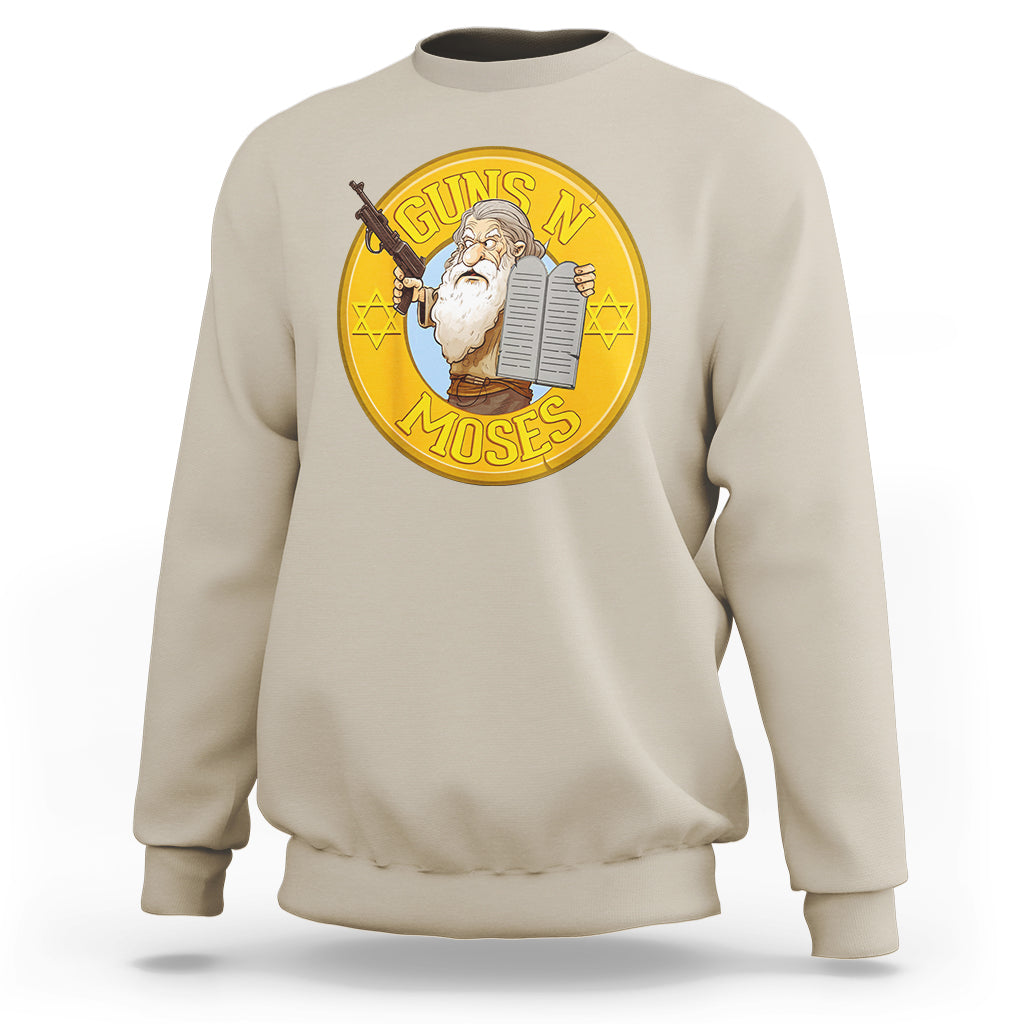 Funny Passover Guns N Moses Jewish Sweatshirt - Wonder Print Shop