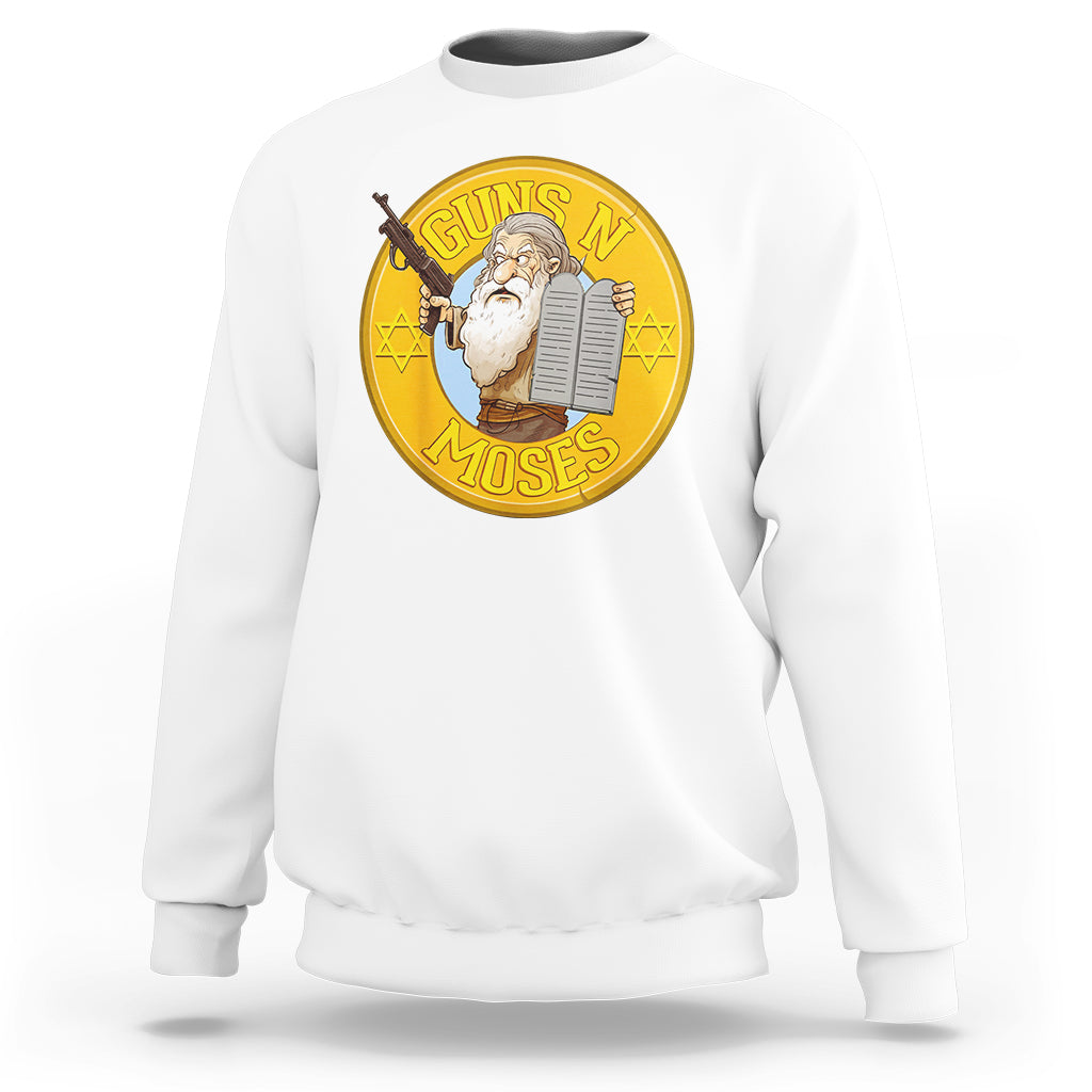 Funny Passover Guns N Moses Jewish Sweatshirt - Wonder Print Shop