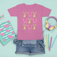 Easter Day T Shirt For Kid Pink Coquette Bow Cute Bunny Girls Women - Wonder Print Shop
