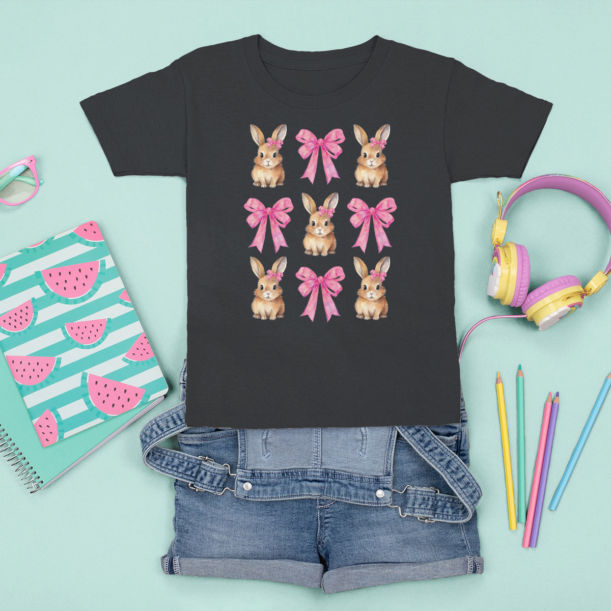 Easter Day T Shirt For Kid Pink Coquette Bow Cute Bunny Girls Women - Wonder Print Shop