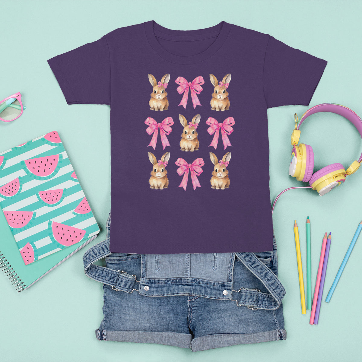 Easter Day T Shirt For Kid Pink Coquette Bow Cute Bunny Girls Women - Wonder Print Shop