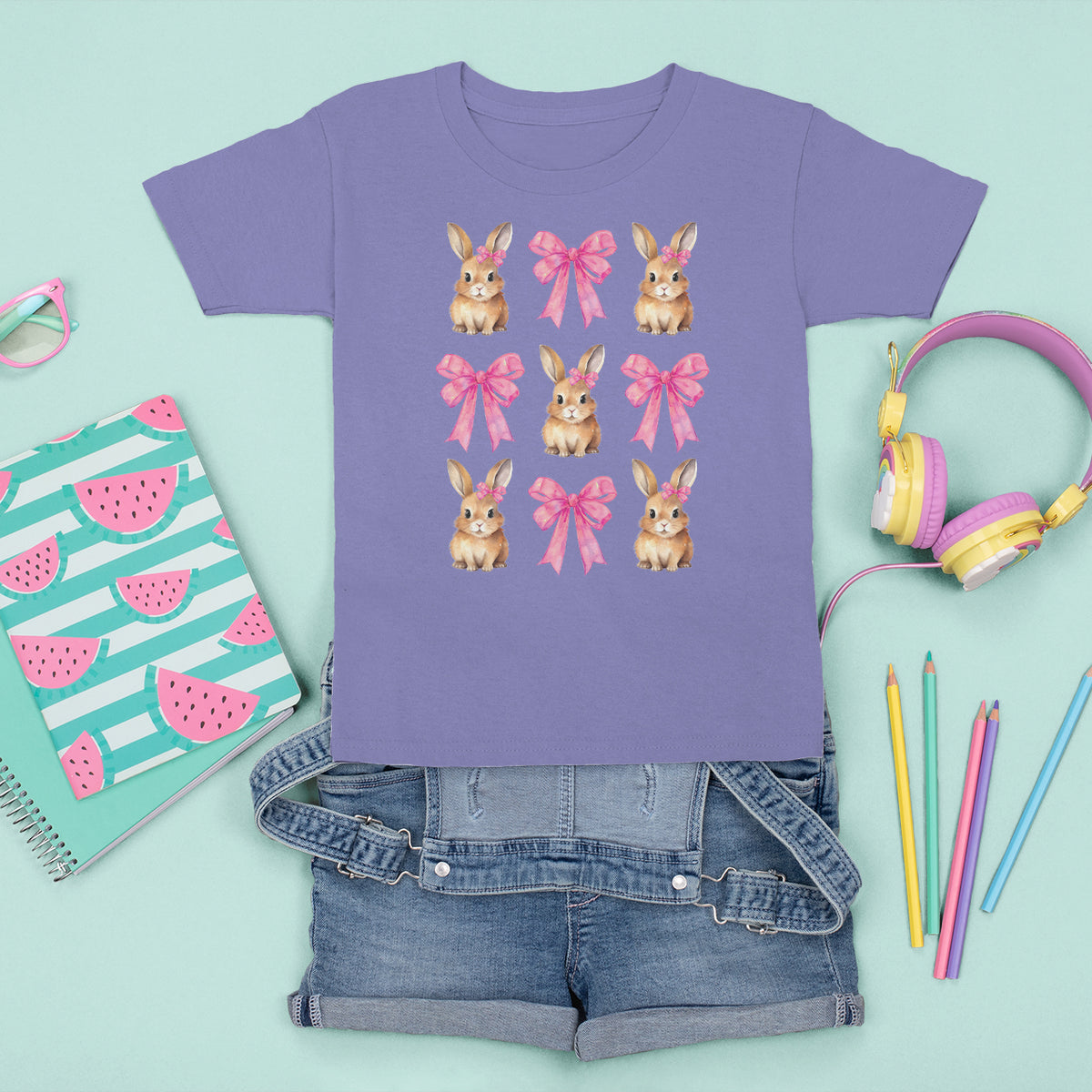 Easter Day T Shirt For Kid Pink Coquette Bow Cute Bunny Girls Women - Wonder Print Shop