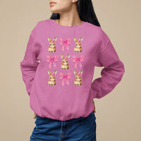 Easter Day Sweatshirt Pink Coquette Bow Cute Bunny Girls Women - Wonder Print Shop