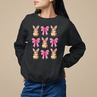 Easter Day Sweatshirt Pink Coquette Bow Cute Bunny Girls Women - Wonder Print Shop