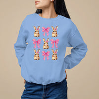 Easter Day Sweatshirt Pink Coquette Bow Cute Bunny Girls Women - Wonder Print Shop