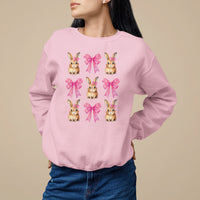 Easter Day Sweatshirt Pink Coquette Bow Cute Bunny Girls Women - Wonder Print Shop