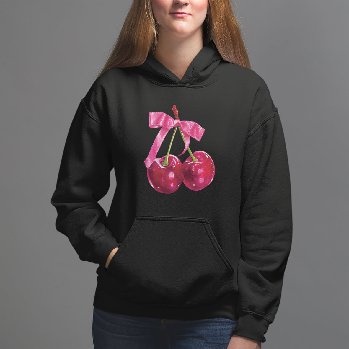 Coquette Hoodie Kawaii Cherry Aesthetic Trendy Girly Girl - Wonder Print Shop
