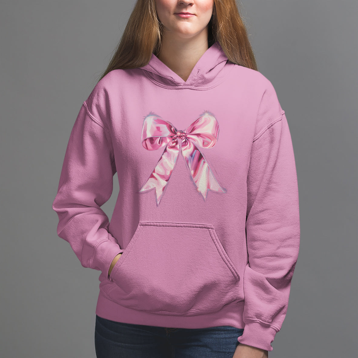 Coquette Hoodie Pink Ribbon Aesthetic Trendy Girly Girl - Wonder Print Shop