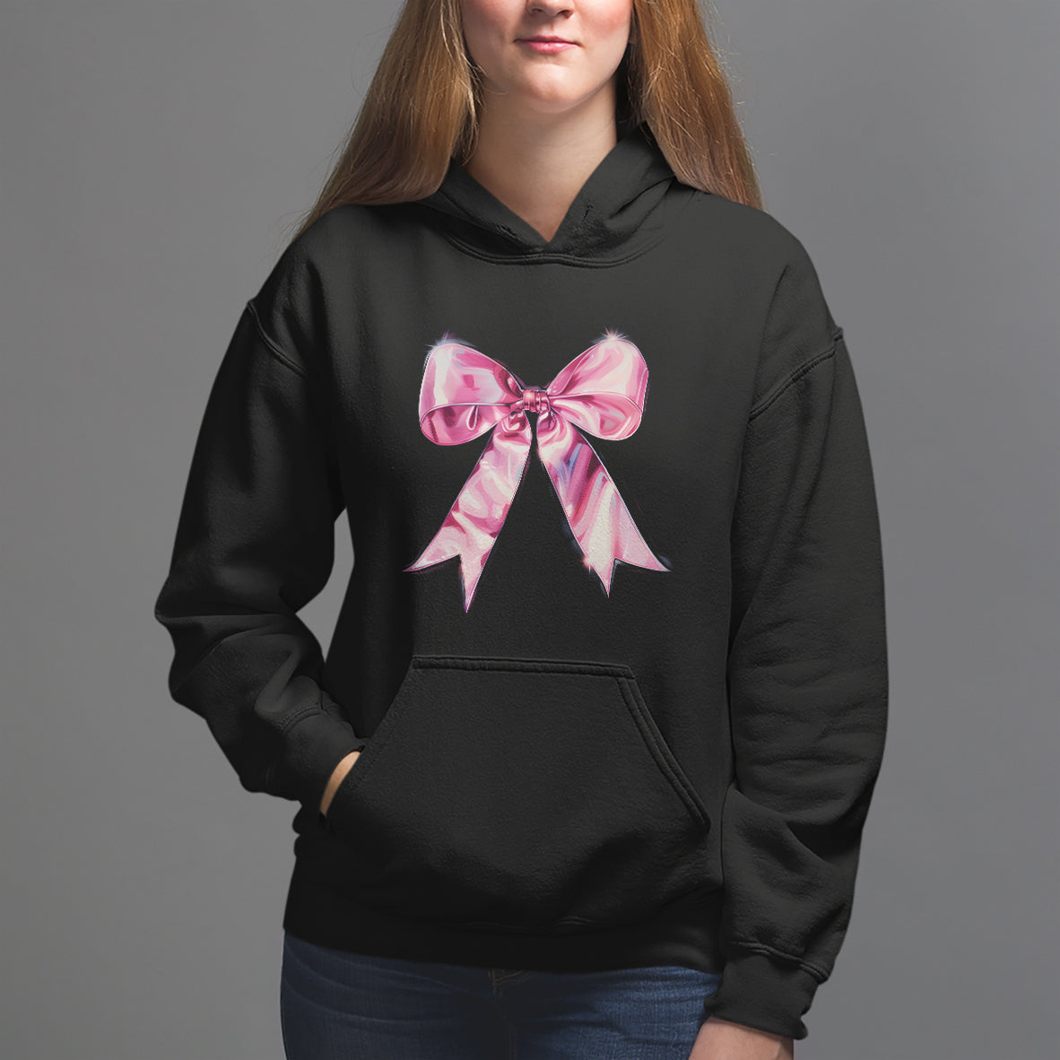 Coquette Hoodie Pink Ribbon Aesthetic Trendy Girly Girl - Wonder Print Shop
