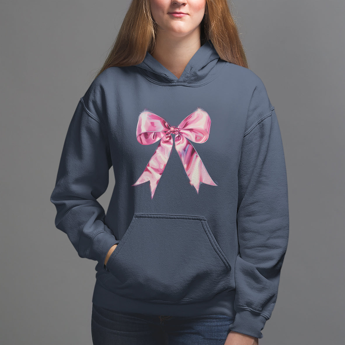 Coquette Hoodie Pink Ribbon Aesthetic Trendy Girly Girl - Wonder Print Shop