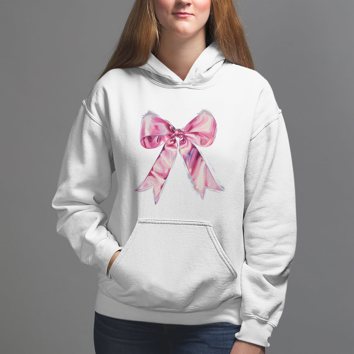 Coquette Hoodie Pink Ribbon Aesthetic Trendy Girly Girl - Wonder Print Shop