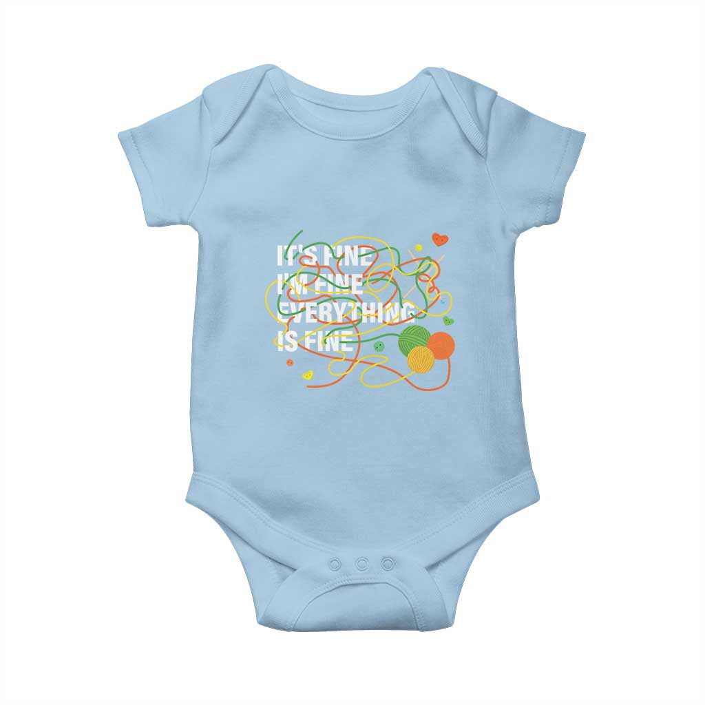 Funny Crochet Baby Onesie It's Fine I'm Fine Everything Is Fine Knitting
