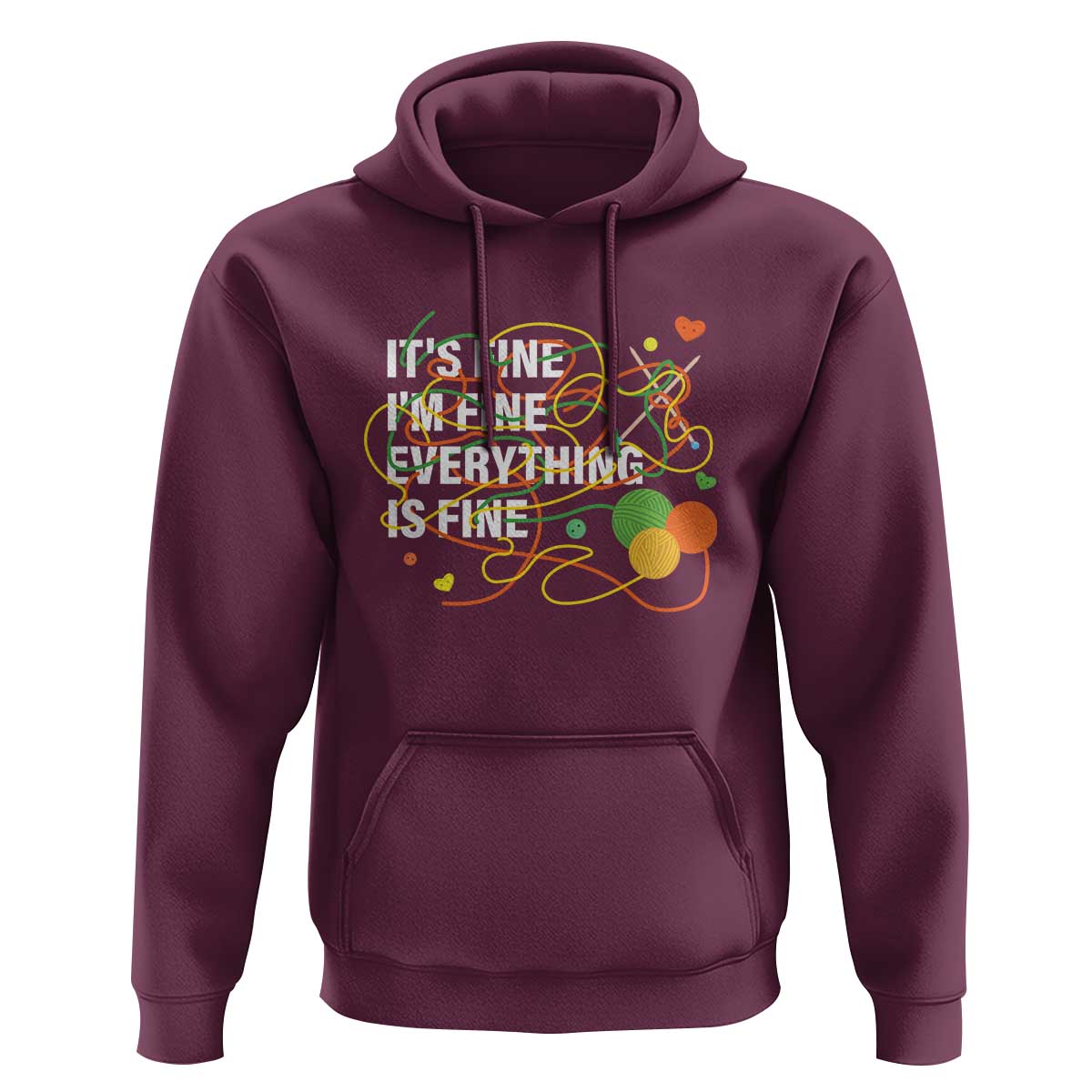 Funny Crochet Hoodie It's Fine I'm Fine Everything Is Fine Knitting