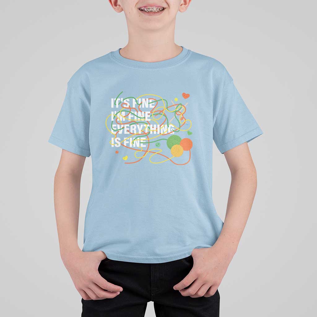 Funny Crochet T Shirt For Kid It's Fine I'm Fine Everything Is Fine Knitting