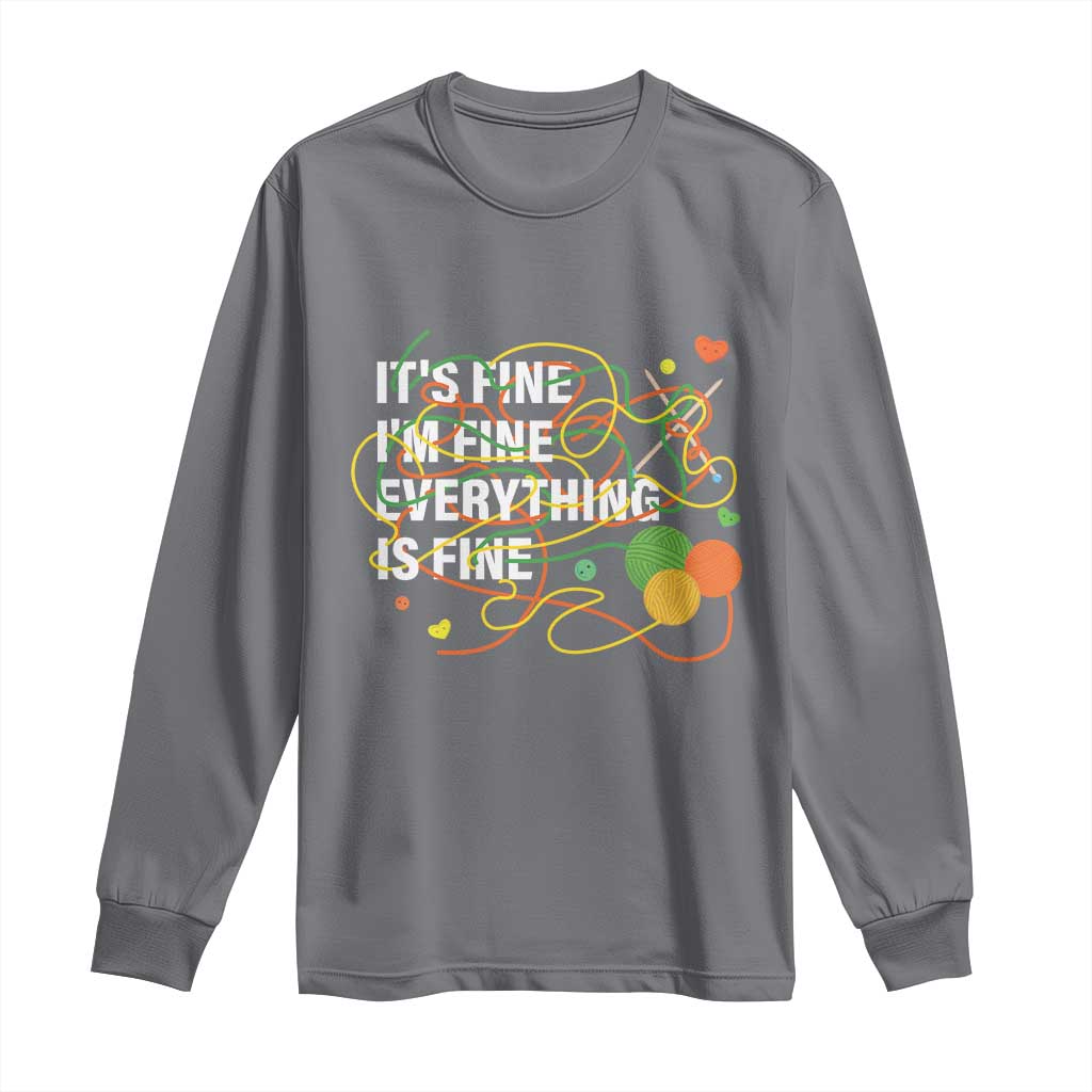 Funny Crochet Long Sleeve Shirt It's Fine I'm Fine Everything Is Fine Knitting