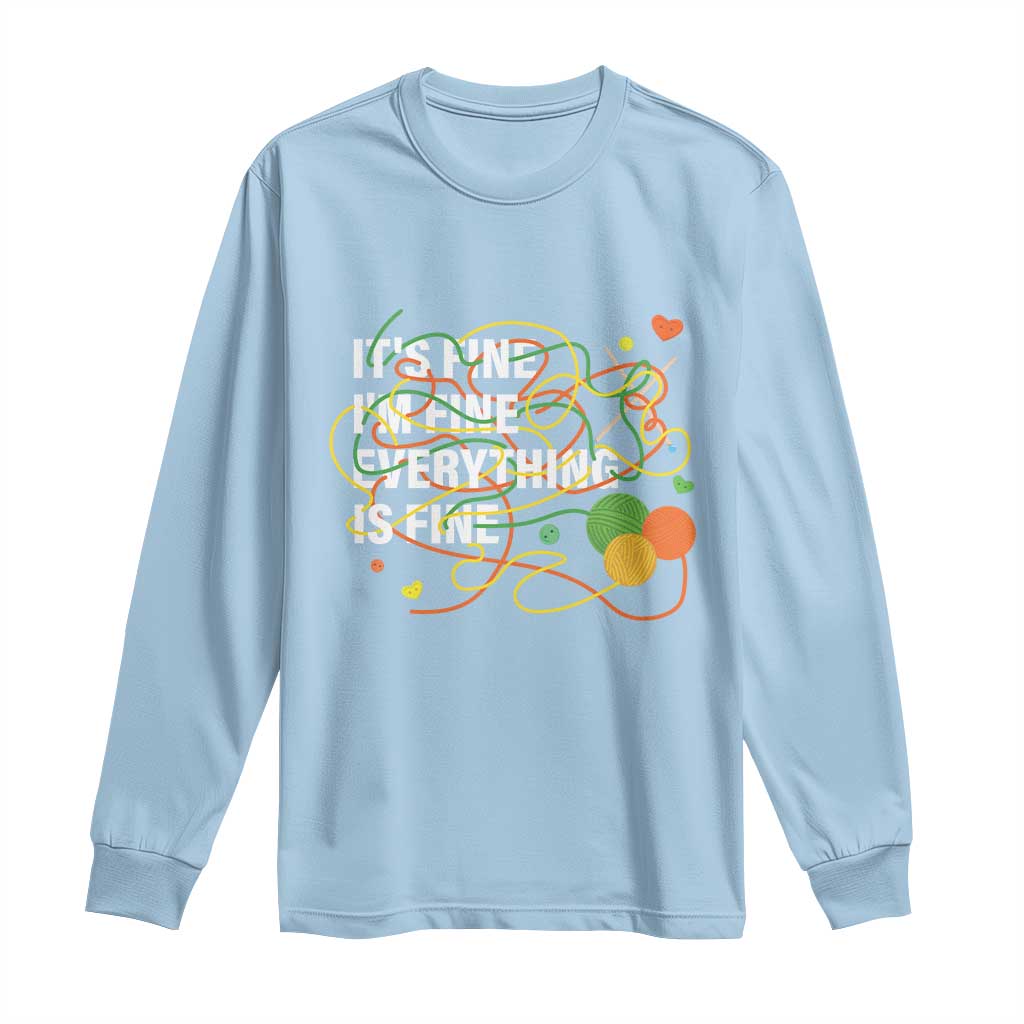 Funny Crochet Long Sleeve Shirt It's Fine I'm Fine Everything Is Fine Knitting