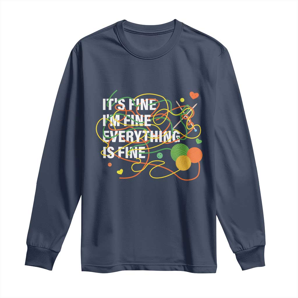 Funny Crochet Long Sleeve Shirt It's Fine I'm Fine Everything Is Fine Knitting