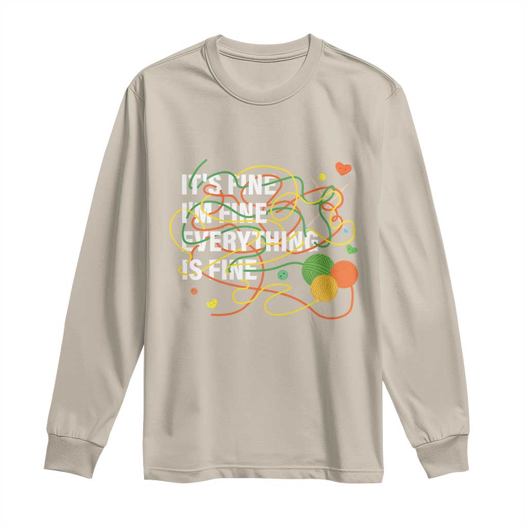 Funny Crochet Long Sleeve Shirt It's Fine I'm Fine Everything Is Fine Knitting