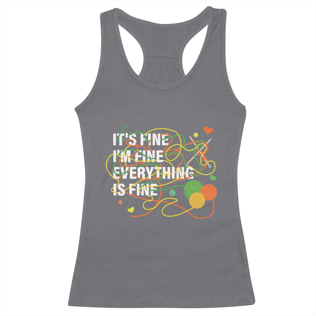 Funny Crochet Racerback Tank Top It's Fine I'm Fine Everything Is Fine Knitting
