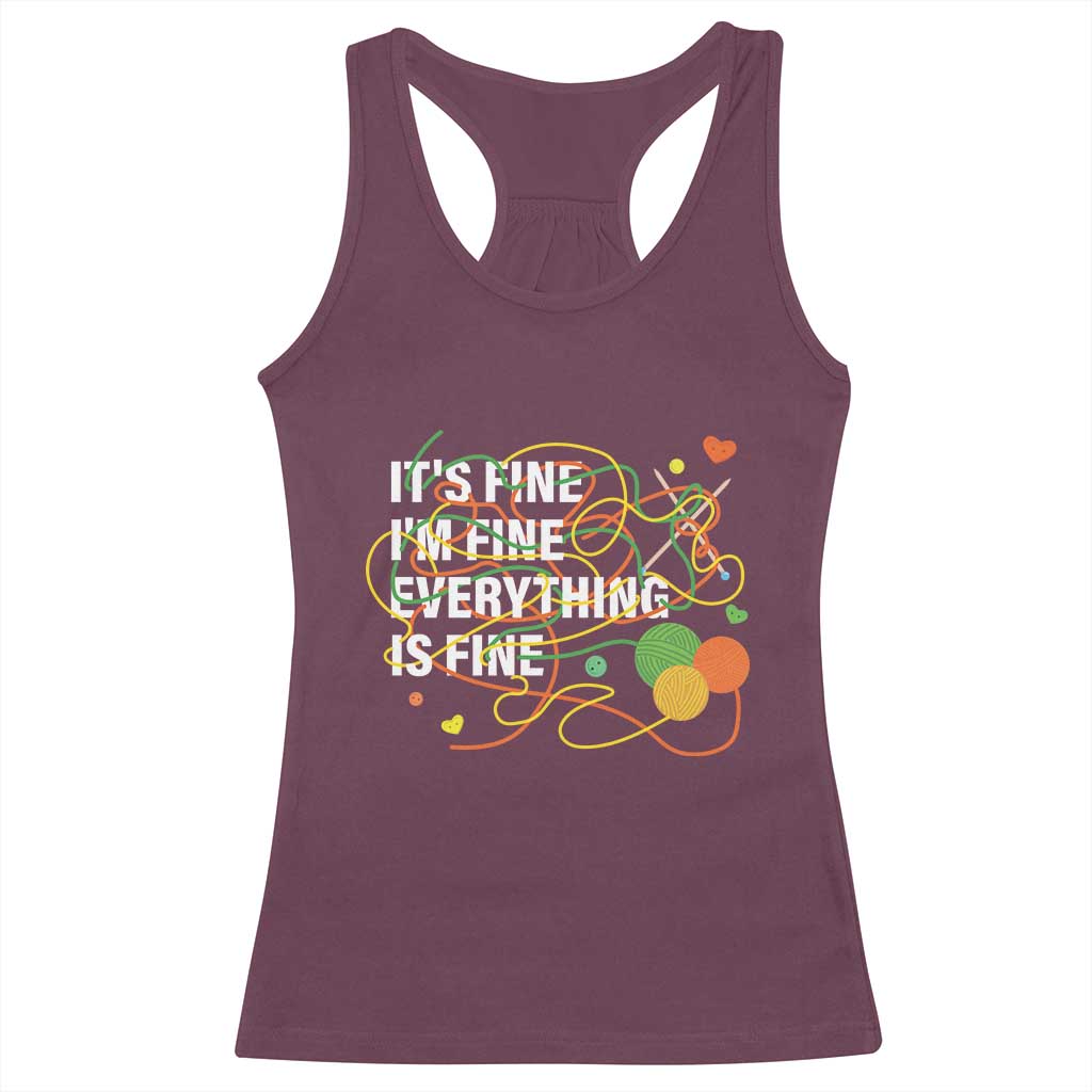 Funny Crochet Racerback Tank Top It's Fine I'm Fine Everything Is Fine Knitting