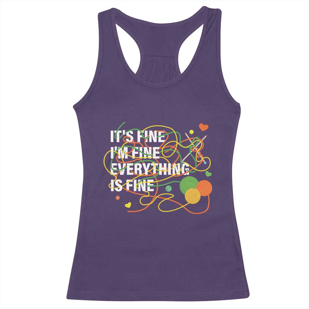 Funny Crochet Racerback Tank Top It's Fine I'm Fine Everything Is Fine Knitting