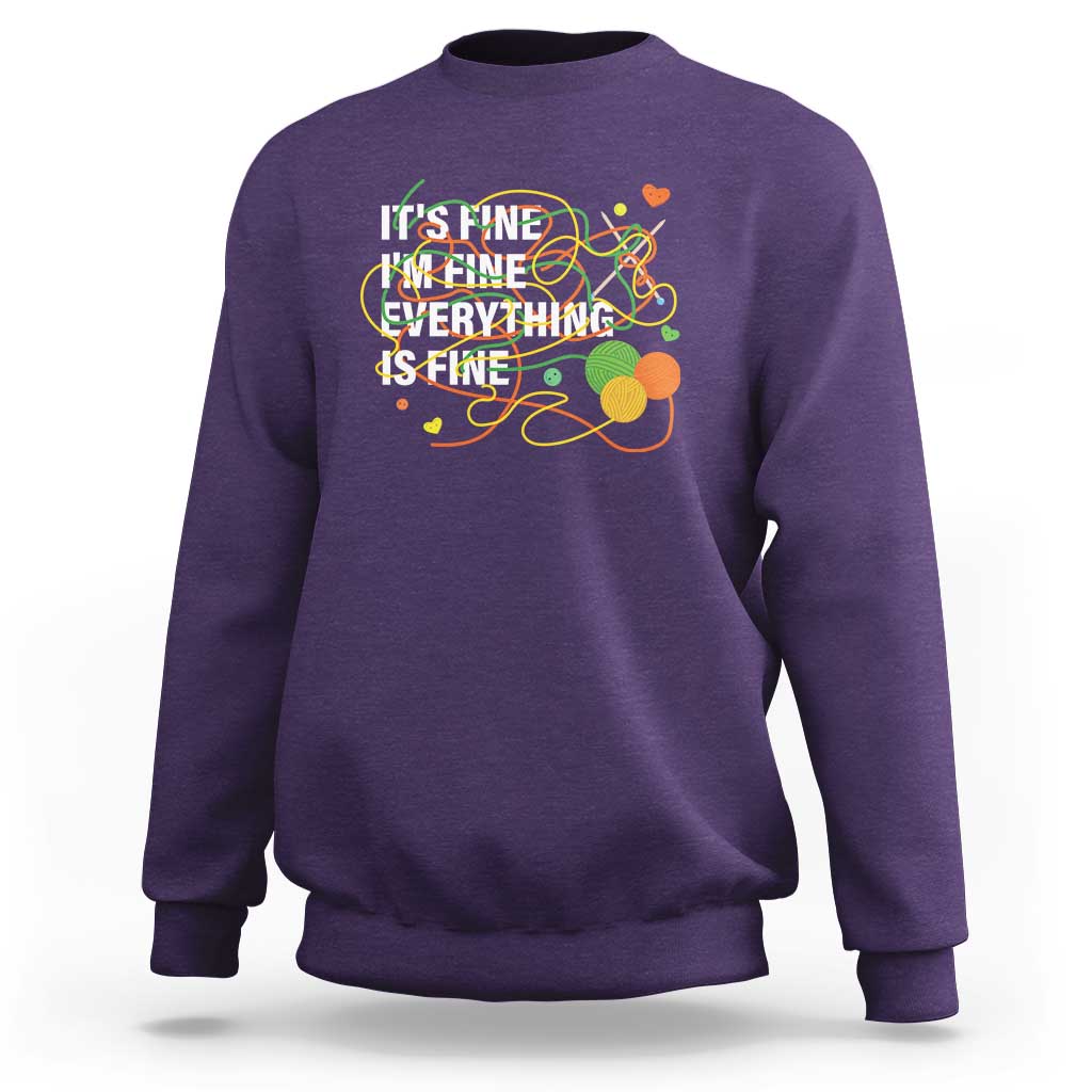 Funny Crochet Sweatshirt It's Fine I'm Fine Everything Is Fine Knitting