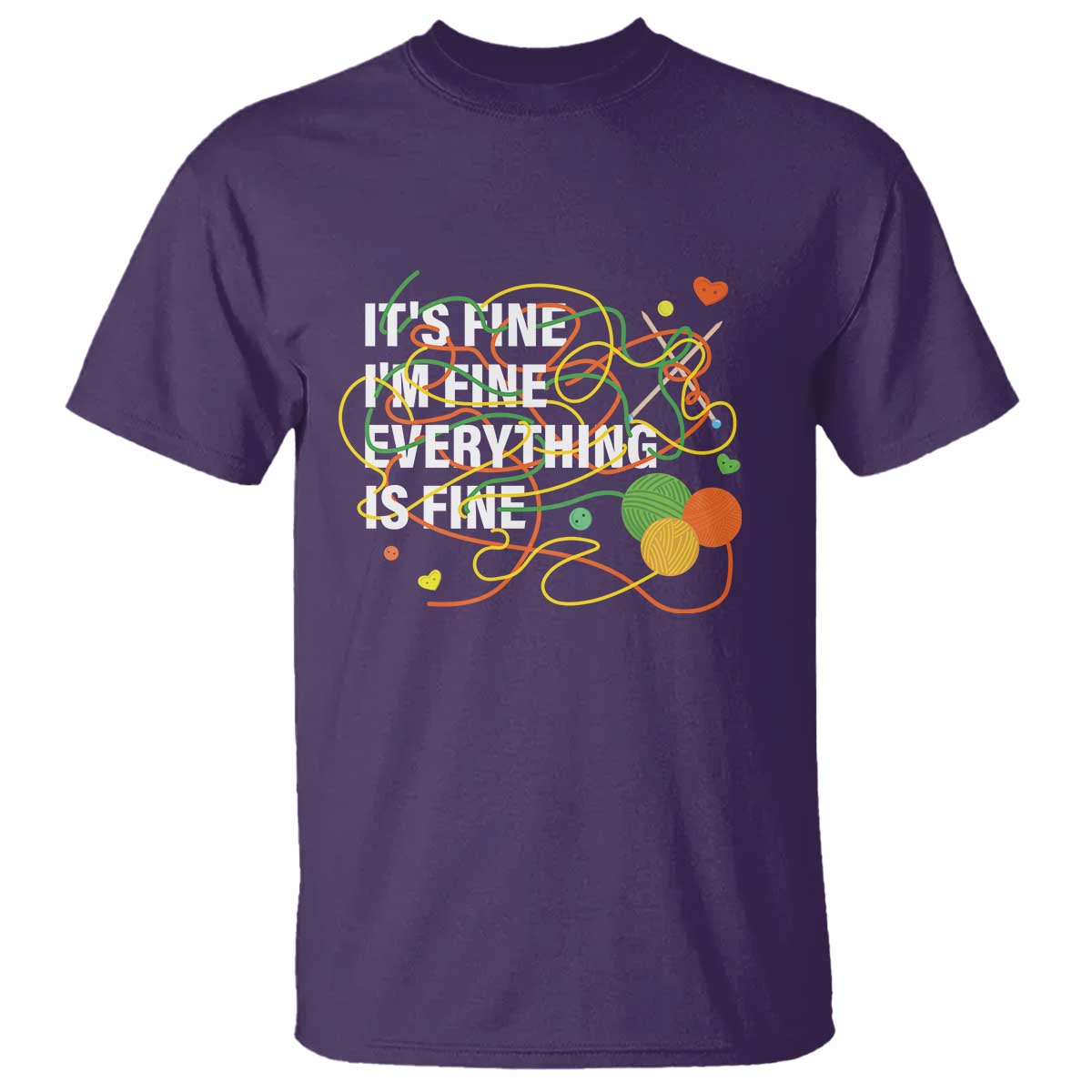 Funny Crochet T Shirt It's Fine I'm Fine Everything Is Fine Knitting