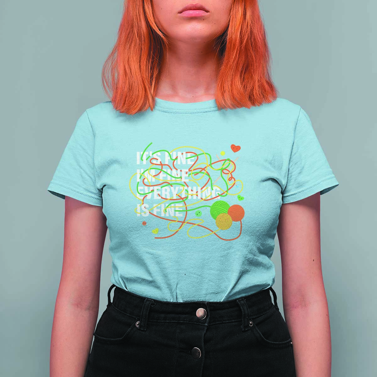 Funny Crochet T Shirt For Women It's Fine I'm Fine Everything Is Fine Knitting