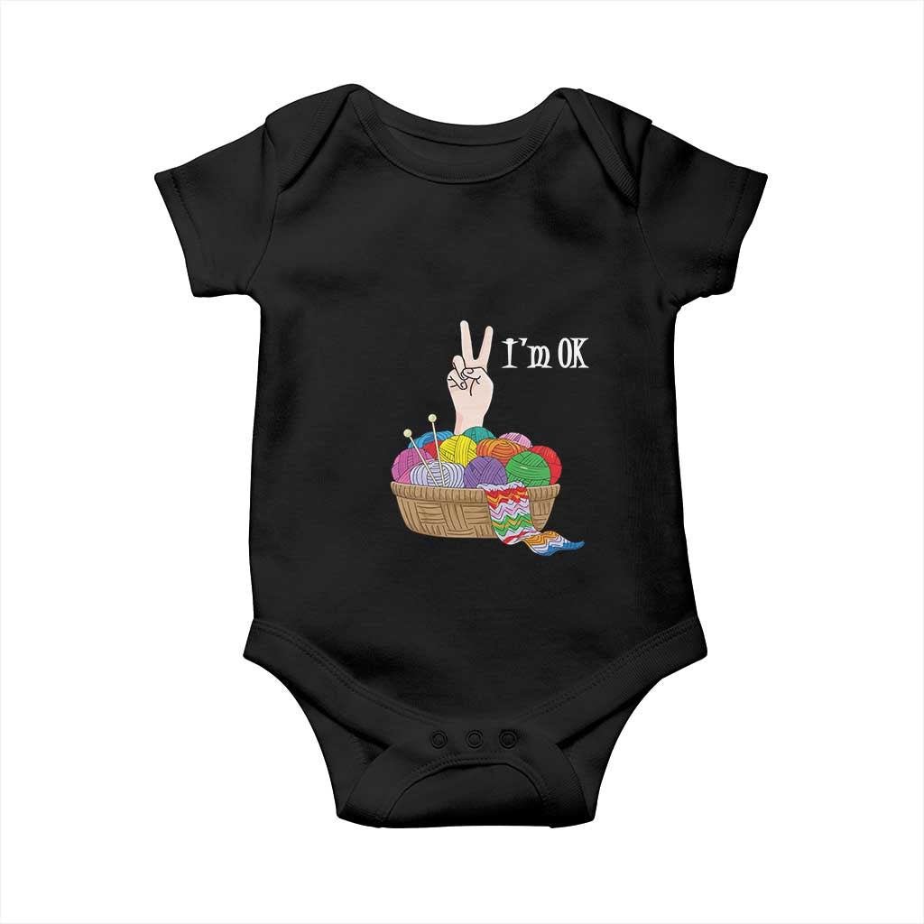 Funny Crochet Baby Onesie I'm Ok Knitting