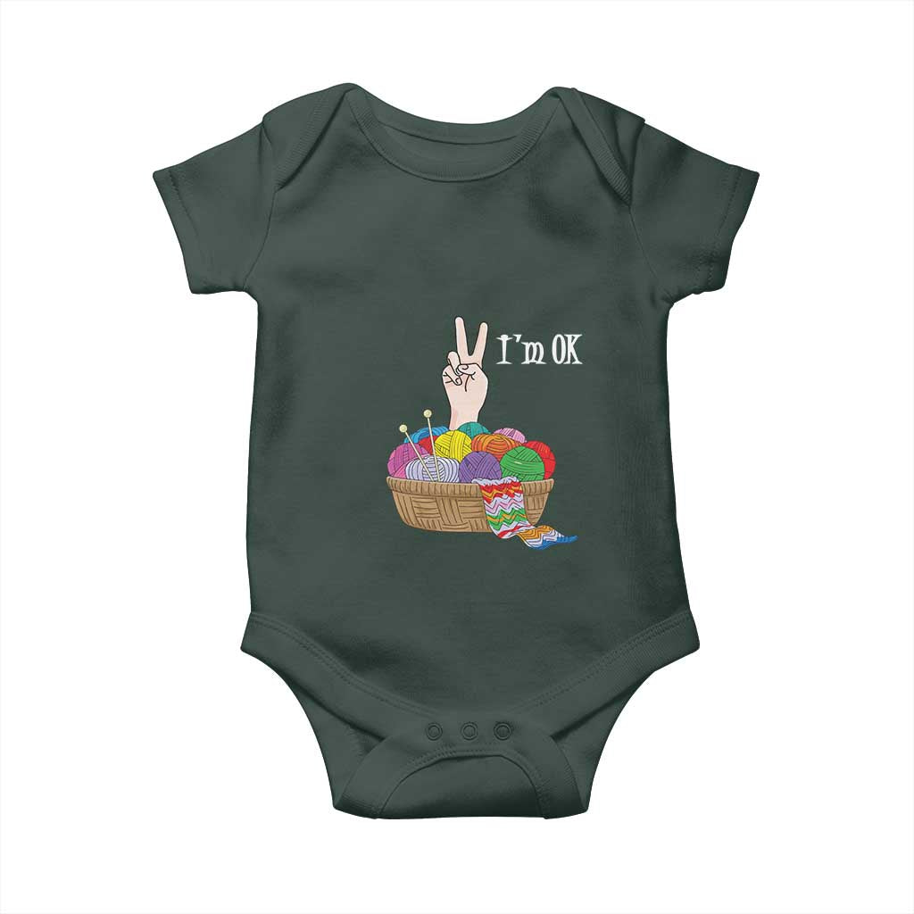 Funny Crochet Baby Onesie I'm Ok Knitting
