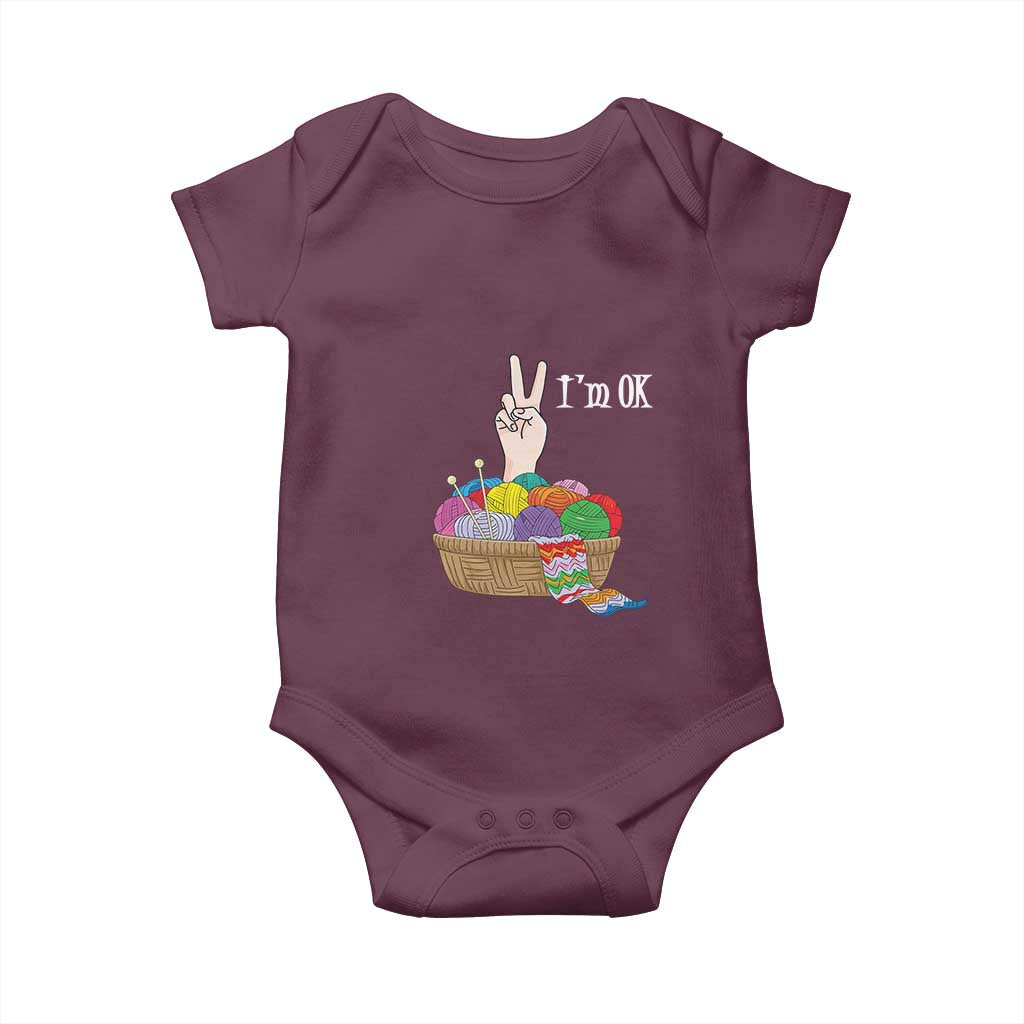 Funny Crochet Baby Onesie I'm Ok Knitting