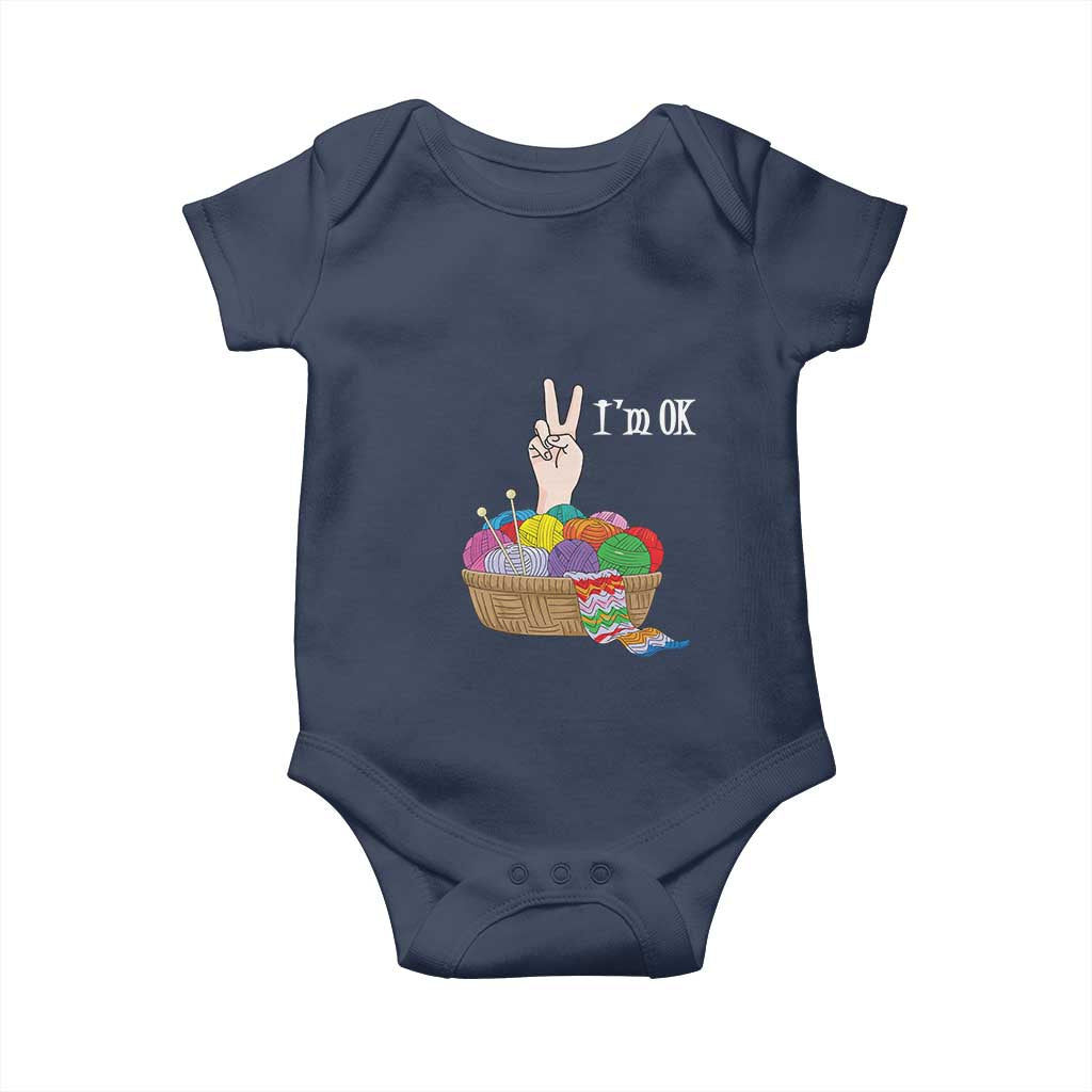 Funny Crochet Baby Onesie I'm Ok Knitting