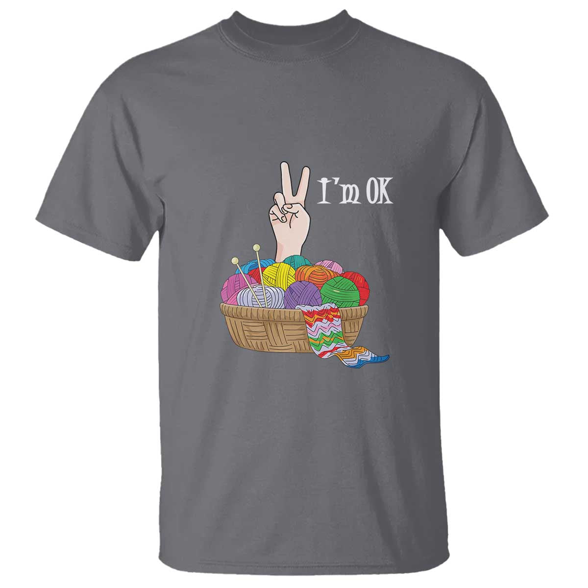 Funny Crochet T Shirt I'm Ok Knitting
