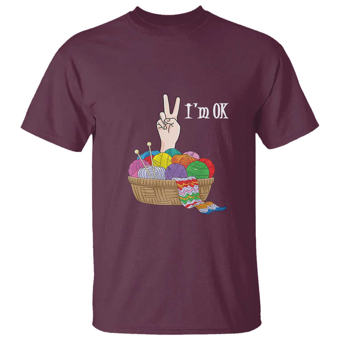 Funny Crochet T Shirt I'm Ok Knitting