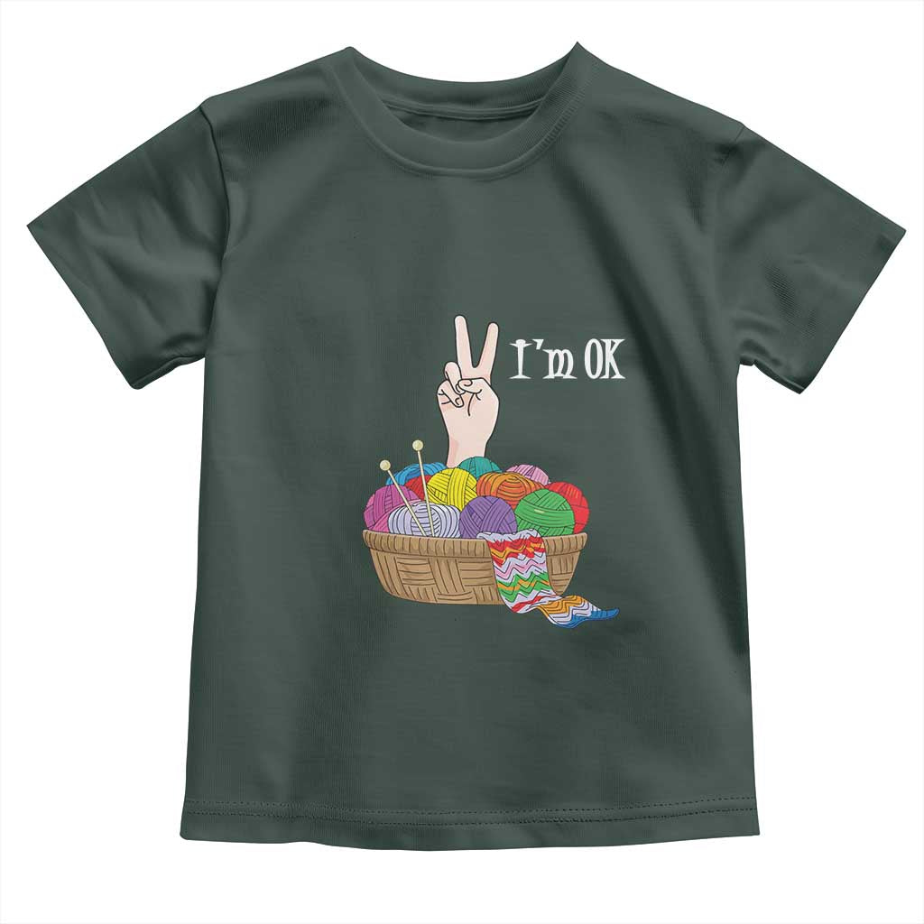 Funny Crochet Toddler T Shirt I'm Ok Knitting