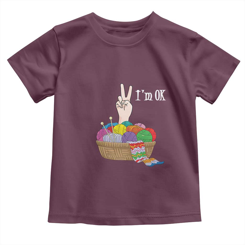 Funny Crochet Toddler T Shirt I'm Ok Knitting