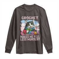 Funny Crochet Cat Long Sleeve Shirt Crochet Makes Me Feel Less Murdery