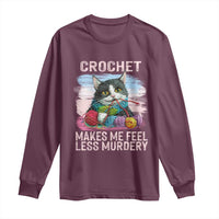 Funny Crochet Cat Long Sleeve Shirt Crochet Makes Me Feel Less Murdery