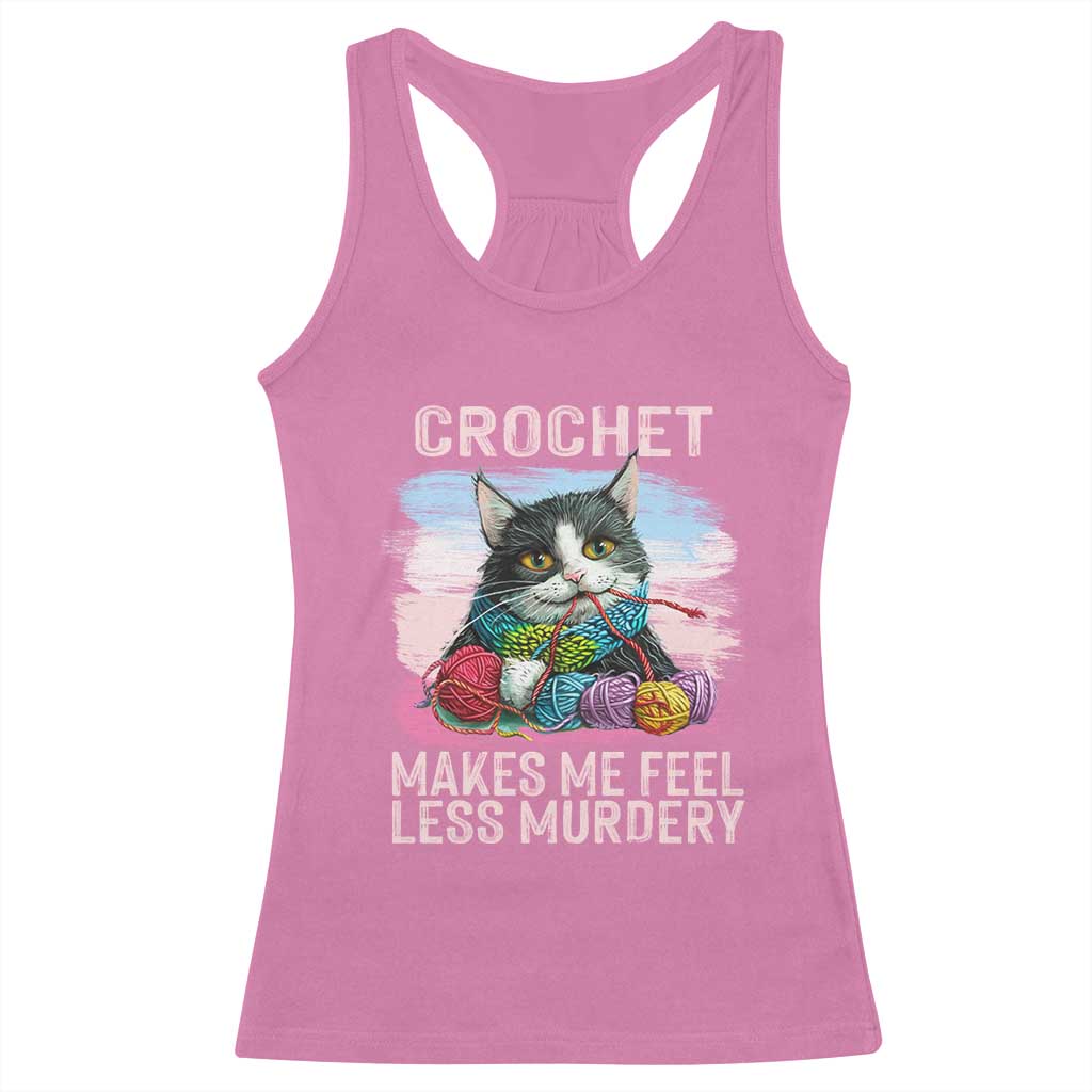 Funny Crochet Cat Racerback Tank Top Crochet Makes Me Feel Less Murdery