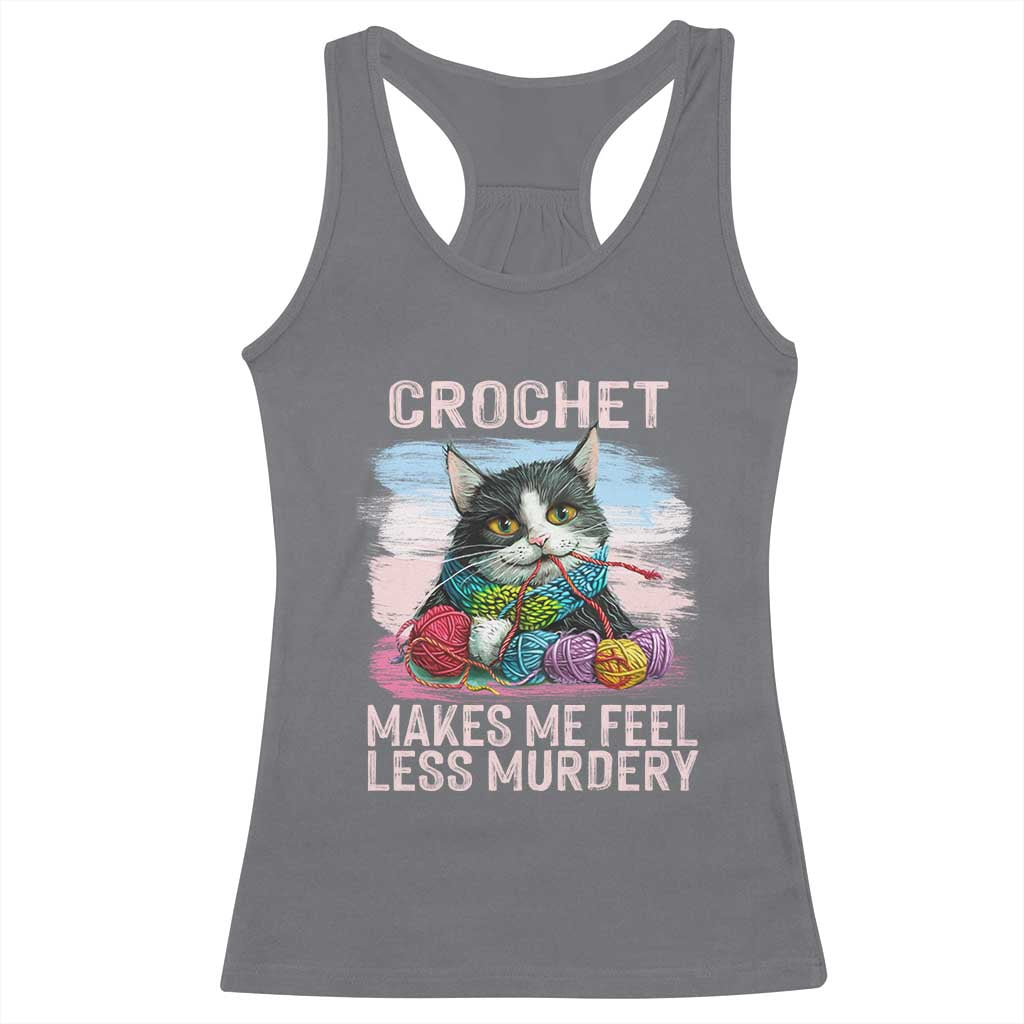 Funny Crochet Cat Racerback Tank Top Crochet Makes Me Feel Less Murdery