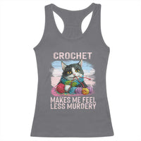 Funny Crochet Cat Racerback Tank Top Crochet Makes Me Feel Less Murdery