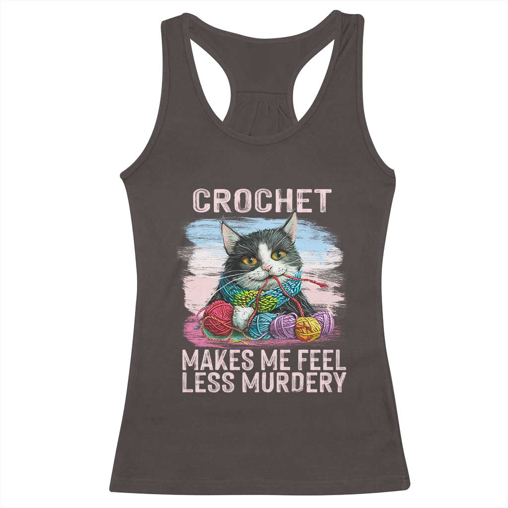 Funny Crochet Cat Racerback Tank Top Crochet Makes Me Feel Less Murdery