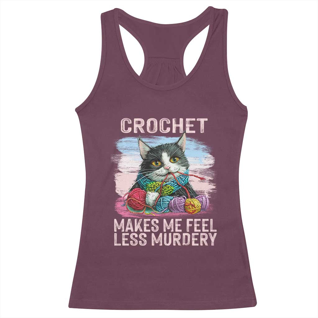 Funny Crochet Cat Racerback Tank Top Crochet Makes Me Feel Less Murdery
