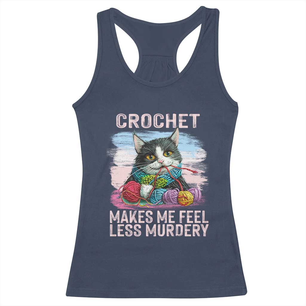 Funny Crochet Cat Racerback Tank Top Crochet Makes Me Feel Less Murdery