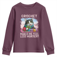 Funny Crochet Cat Youth Sweatshirt Crochet Makes Me Feel Less Murdery