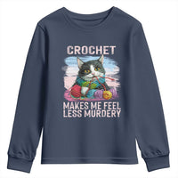 Funny Crochet Cat Youth Sweatshirt Crochet Makes Me Feel Less Murdery